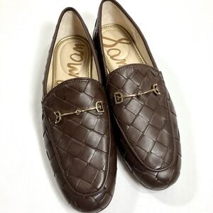 Sam Edelman Women's Loraine Loafers Brown Woven Leather Gold Bit Size 10M Work
